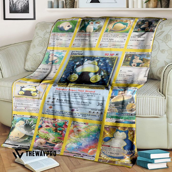Pokemon Snorlax Cards Version 2 Custom Soft Blanket Pokemon Snorlax Cards Version 2 Custom Soft Blanket