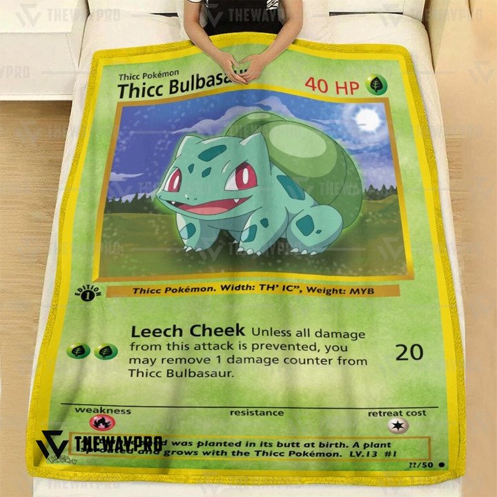 Pokemon-Thicc-Bulbasaur-Bedding-Set-And-Quilt-Blanket-1