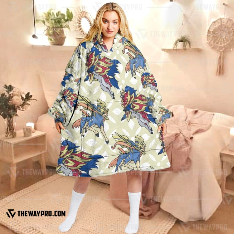 Pokemon Zacian Zamazenta Fleece Hoodie Blanket Pokemon Zacian Zamazenta Fleece Hoodie Blanket