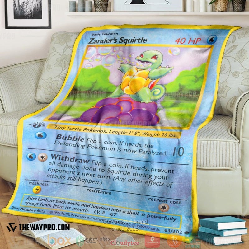 Pokemon Zanders Squirtle First Edition Soft Blanket Pokemon Zanders Squirtle First Edition Soft Blanket
