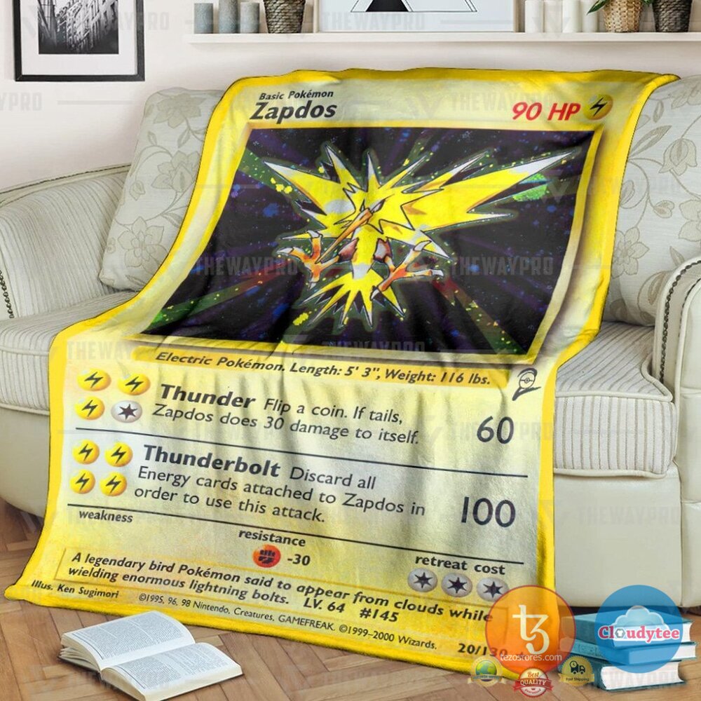 Pokemon Zapdos Base Set Blanket Pokemon Zapdos Base Set Blanket