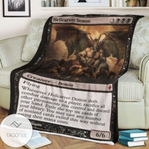 Roe 113 Hellcarver Demon Game Mtg Magic The Gathering Blanket