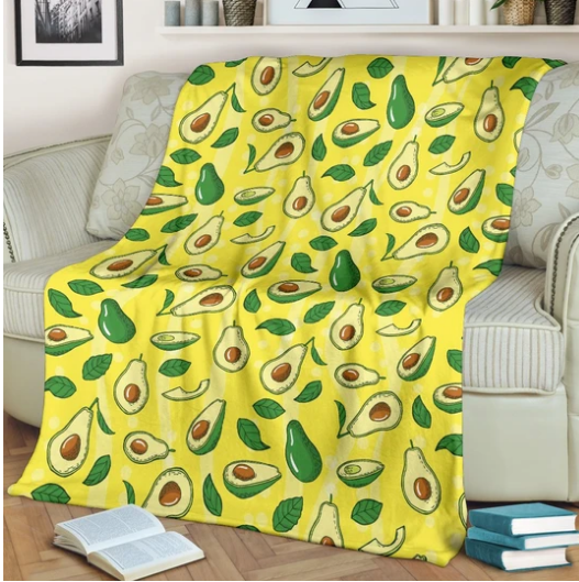 Avocado Yellow Pattern Print Blanket Avocado Yellow Pattern Print Blanket
