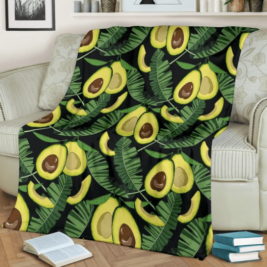 Avocado Floral Palm Leaves Pattern Print Blanket Avocado Floral Palm Leaves Pattern Print Blanket