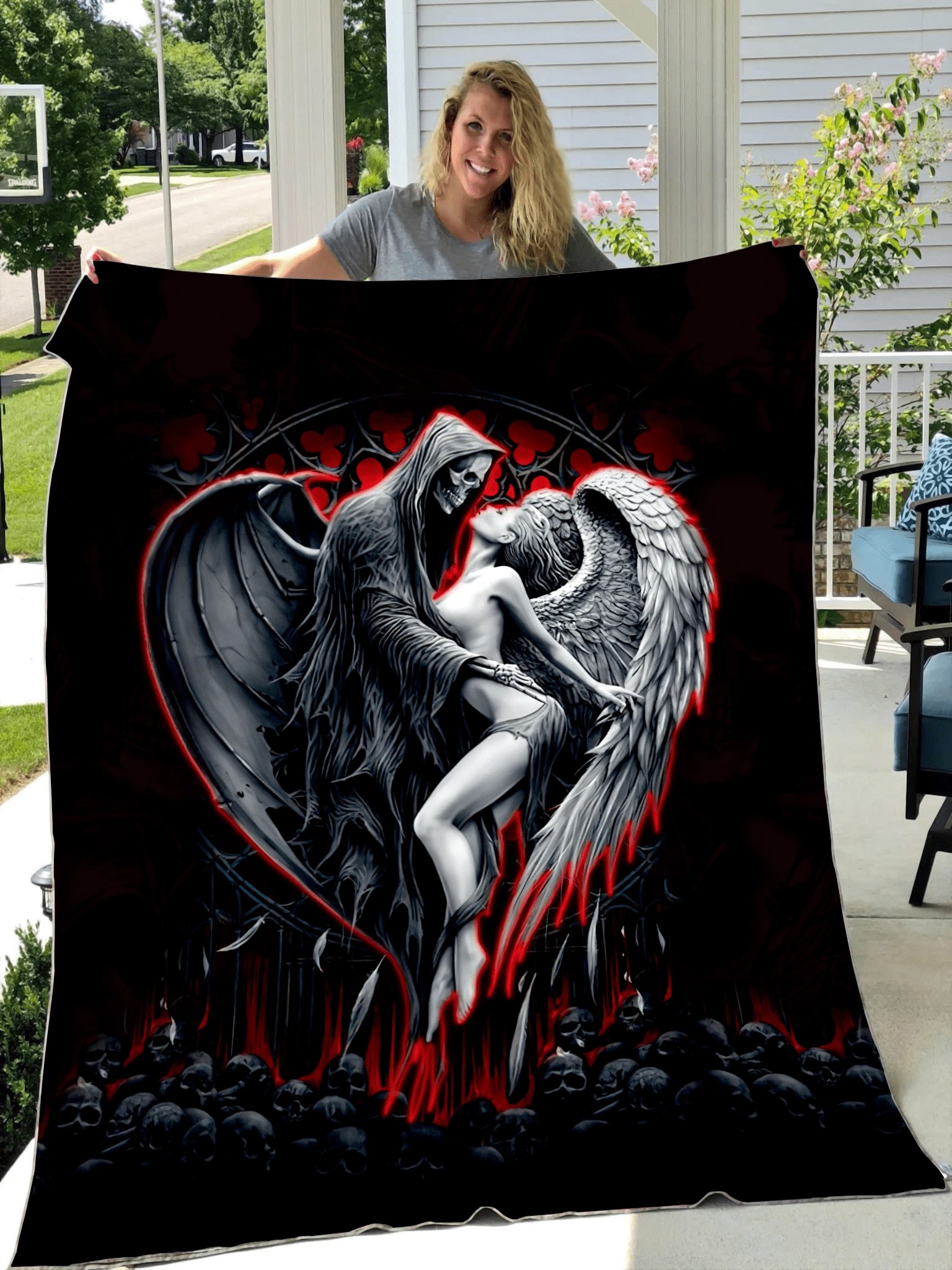 Skull Evil And Angel Blanket Skull Evil And Angel Blanket