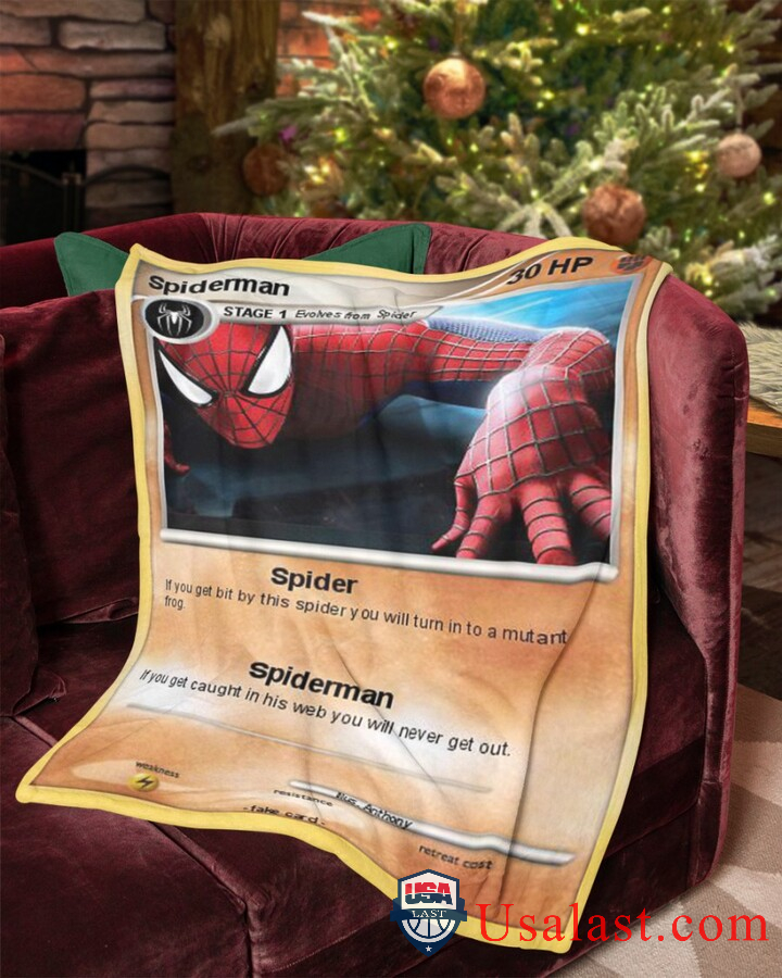 Spider-Man-Stage-1-Pokemon-Card-Fleece-Blanket-1