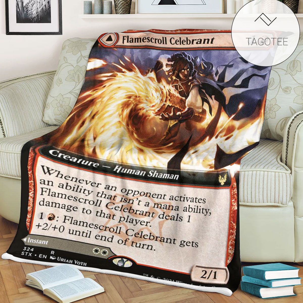 Stx 324 Flamescroll Celebrant Mtg Game Magic The Gathering Fleece Blanket Stx 324 Flamescroll Celebrant Mtg Game Magic The Gathering Fleece Blanket