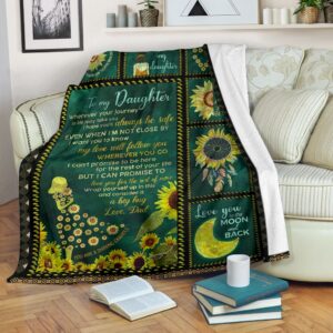 Sunflower To My Daughter I Love You To The Moon And Back Full Printing Blanket