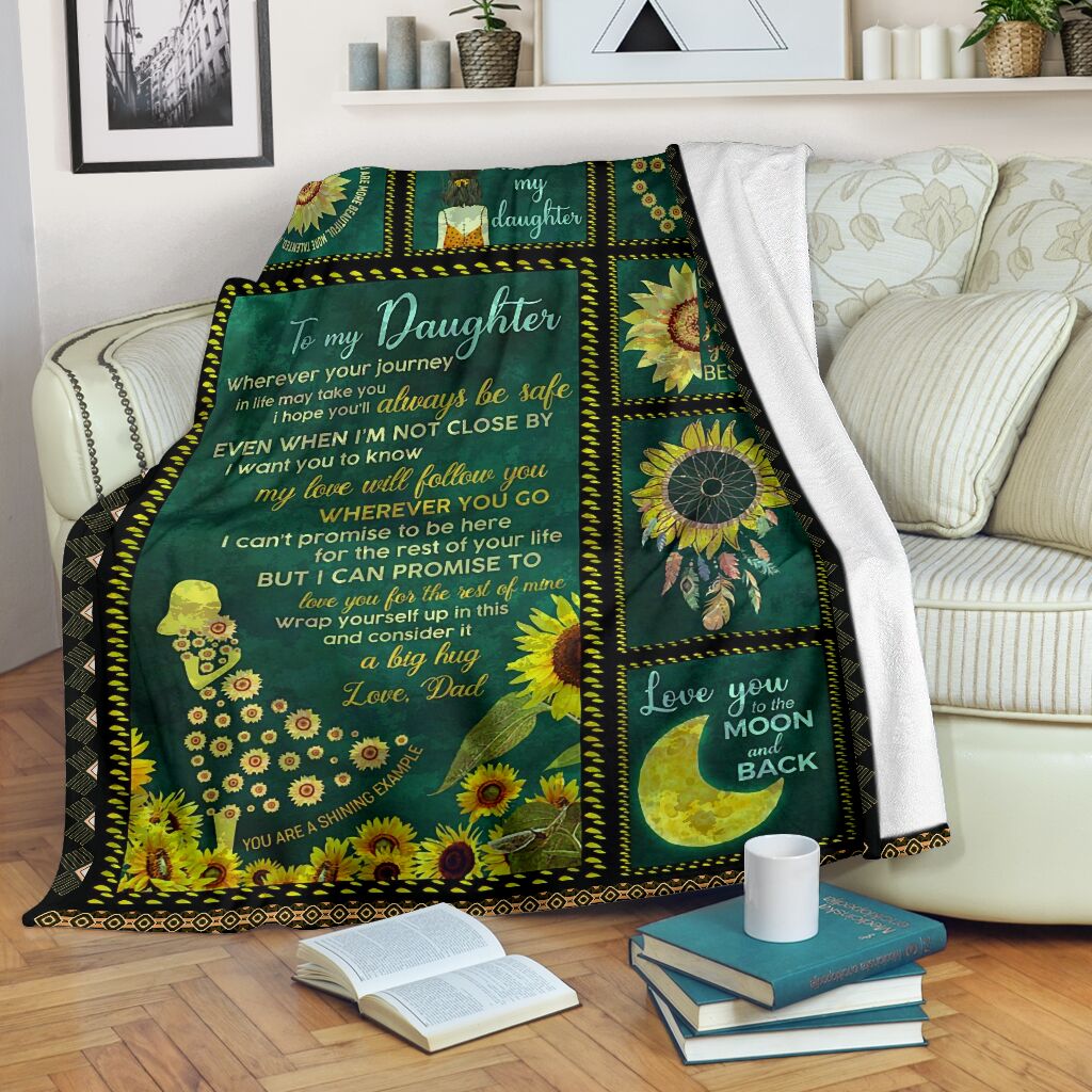 Sunflower To My Daughter I Love You To The Moon And Back Full Printing Blanket Sunflower To My Daughter I Love You To The Moon And Back Full Printing Blanket