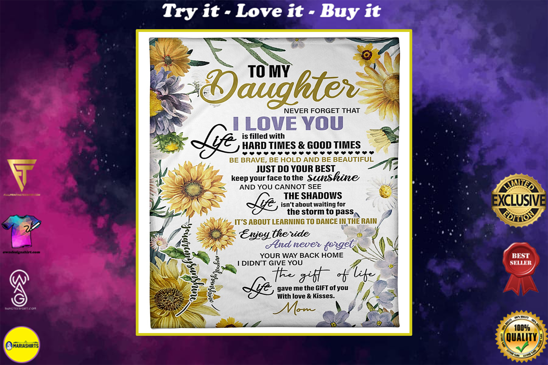 Sunflower To My Daughter Never Forget That I Love You Full Printing Blanket Sunflower To My Daughter Never Forget That I Love You Full Printing Blanket