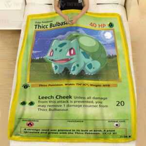 Thicc Bulbasaur Pokemon Fleece Blanket