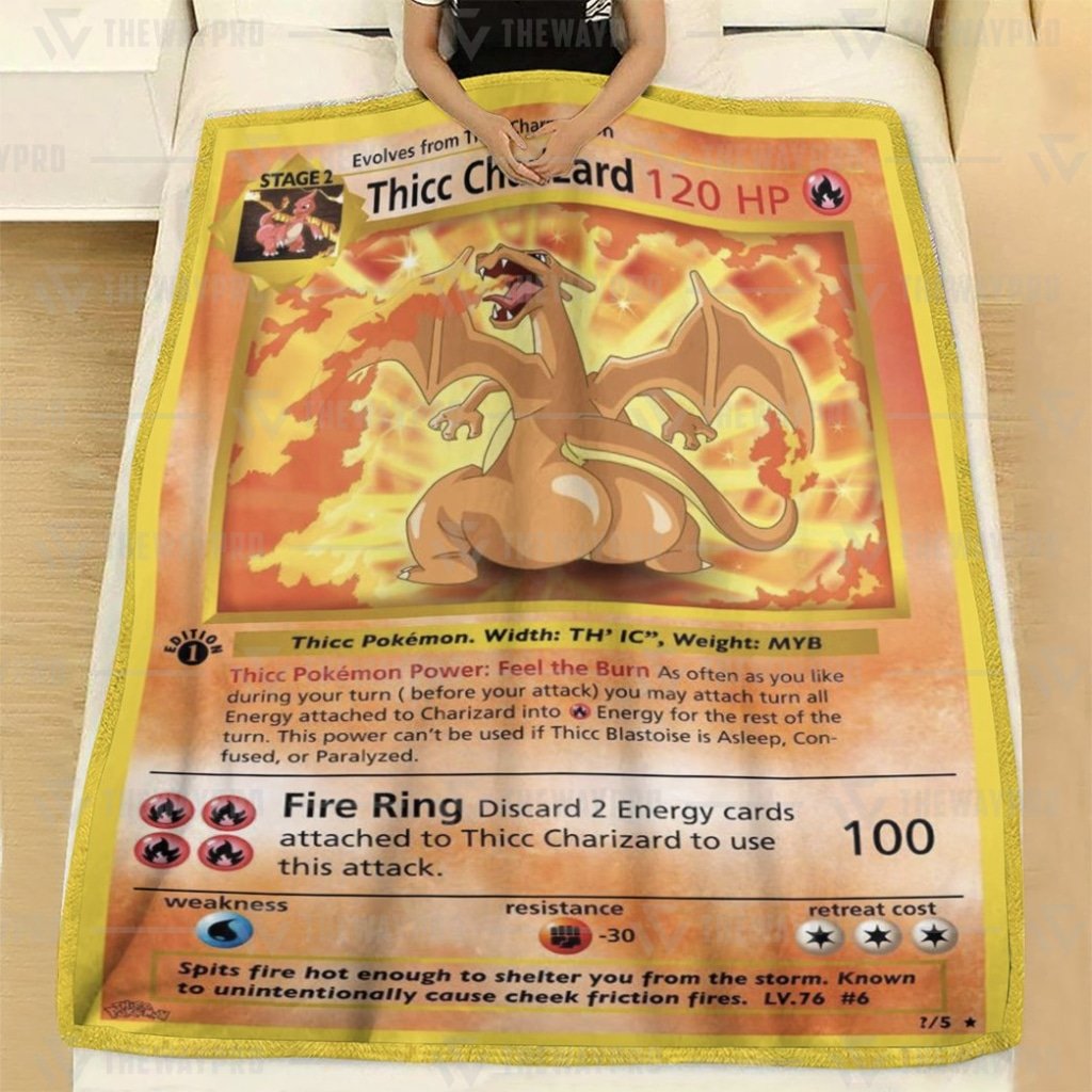 Thicc Charizard Pokemon Fleece Blanket Thicc Charizard Pokemon Fleece Blanket
