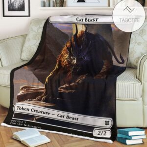 Tznr 3 Cat Beast Mtg Game Magic The Gathering Fleece Blanket