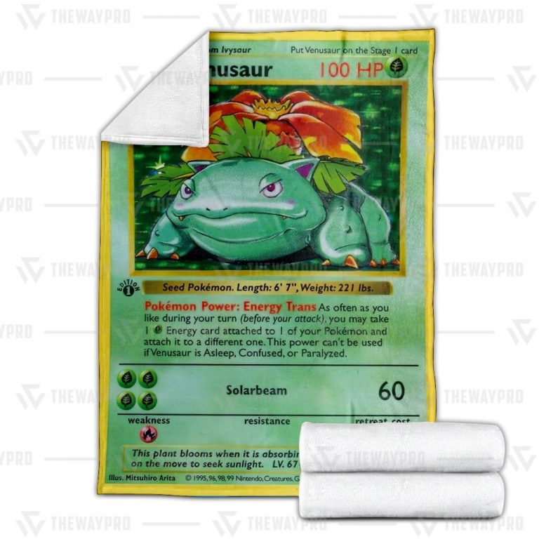 Venusaur-Card-Pokemon-Fleece-Blanket-1