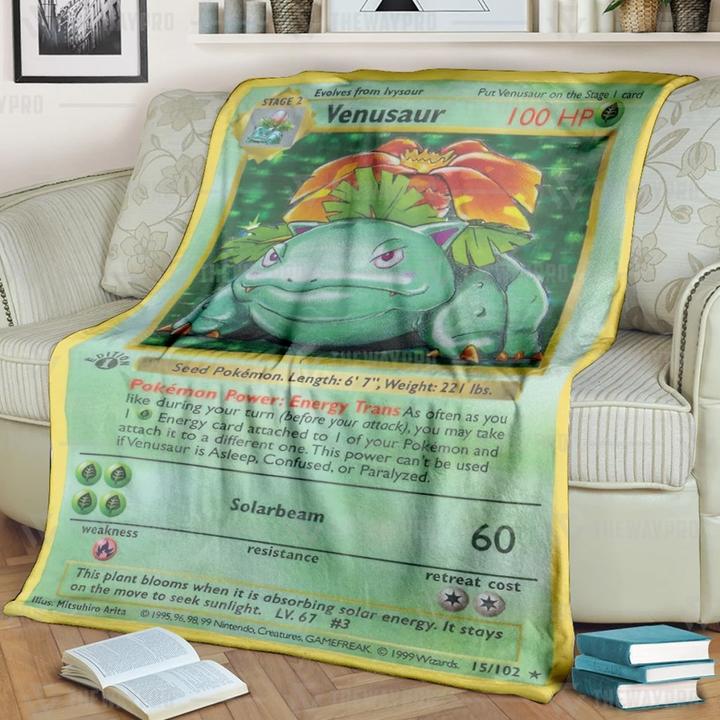Venusaur-Card-Pokemon-Fleece-Blanket-3