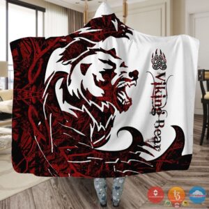 Viking Bear Red White Blanket