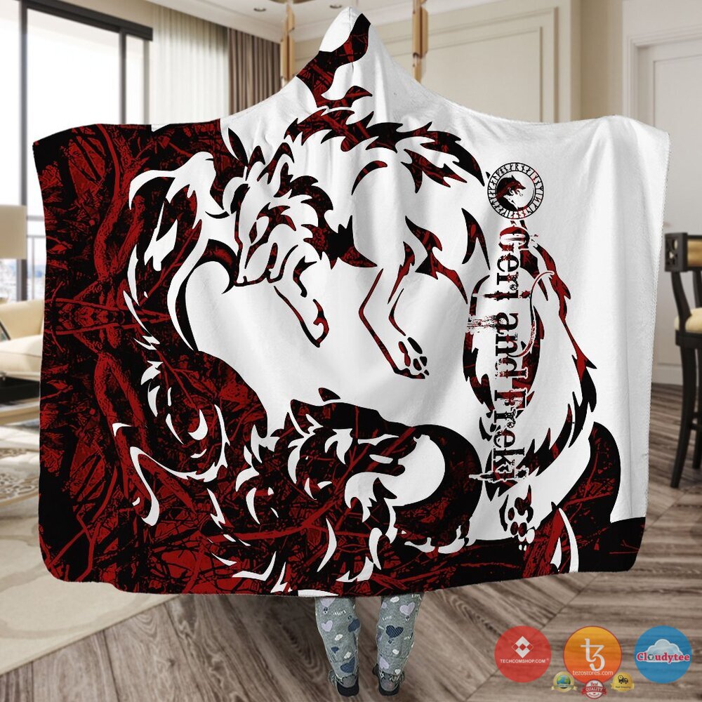 Viking Geri And Freki Red White Blanket Viking Geri And Freki Red White Blanket