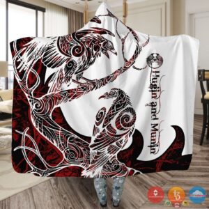 Viking Hugin And Munin Red White Blanket