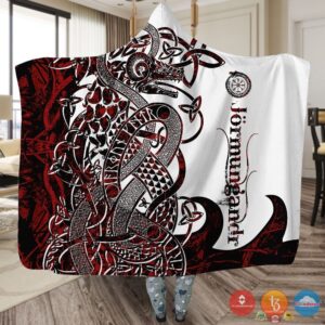Viking Jormungandr Red White Blanket