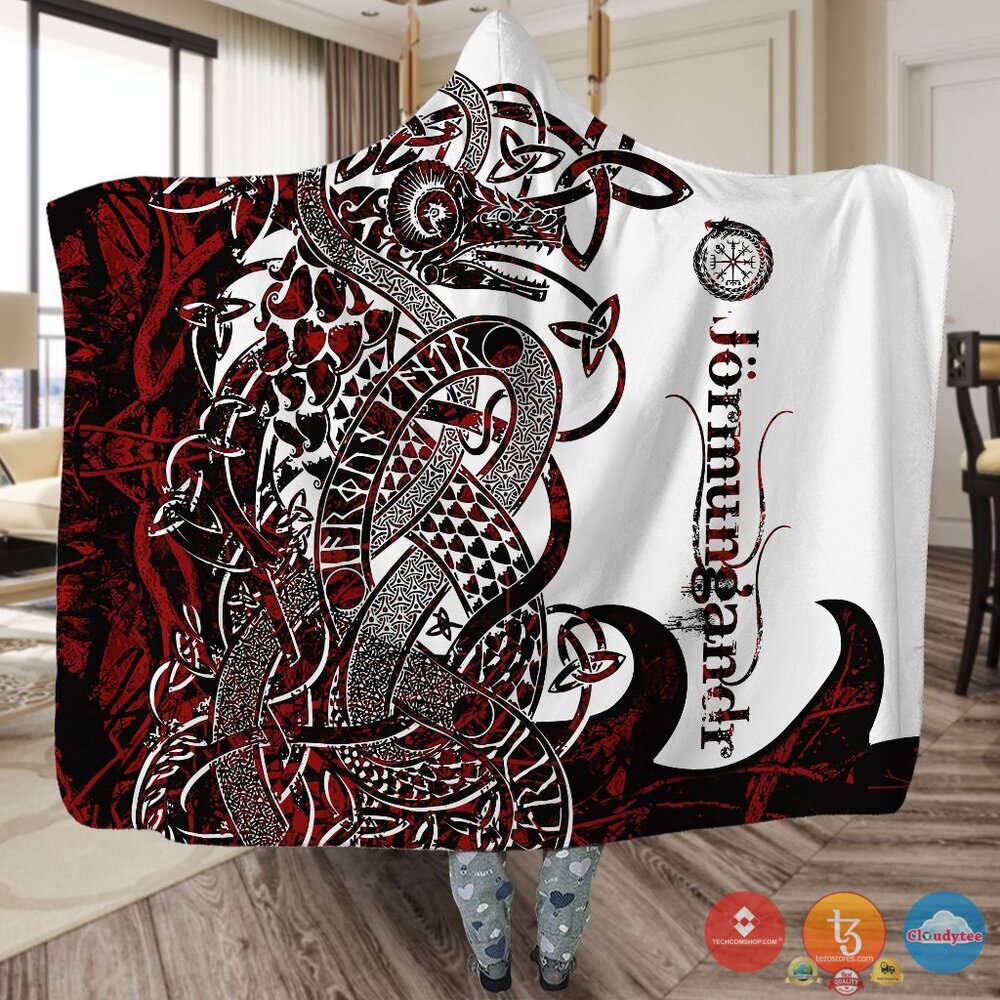 Viking Jormungandr Red White Blanket Viking Jormungandr Red White Blanket