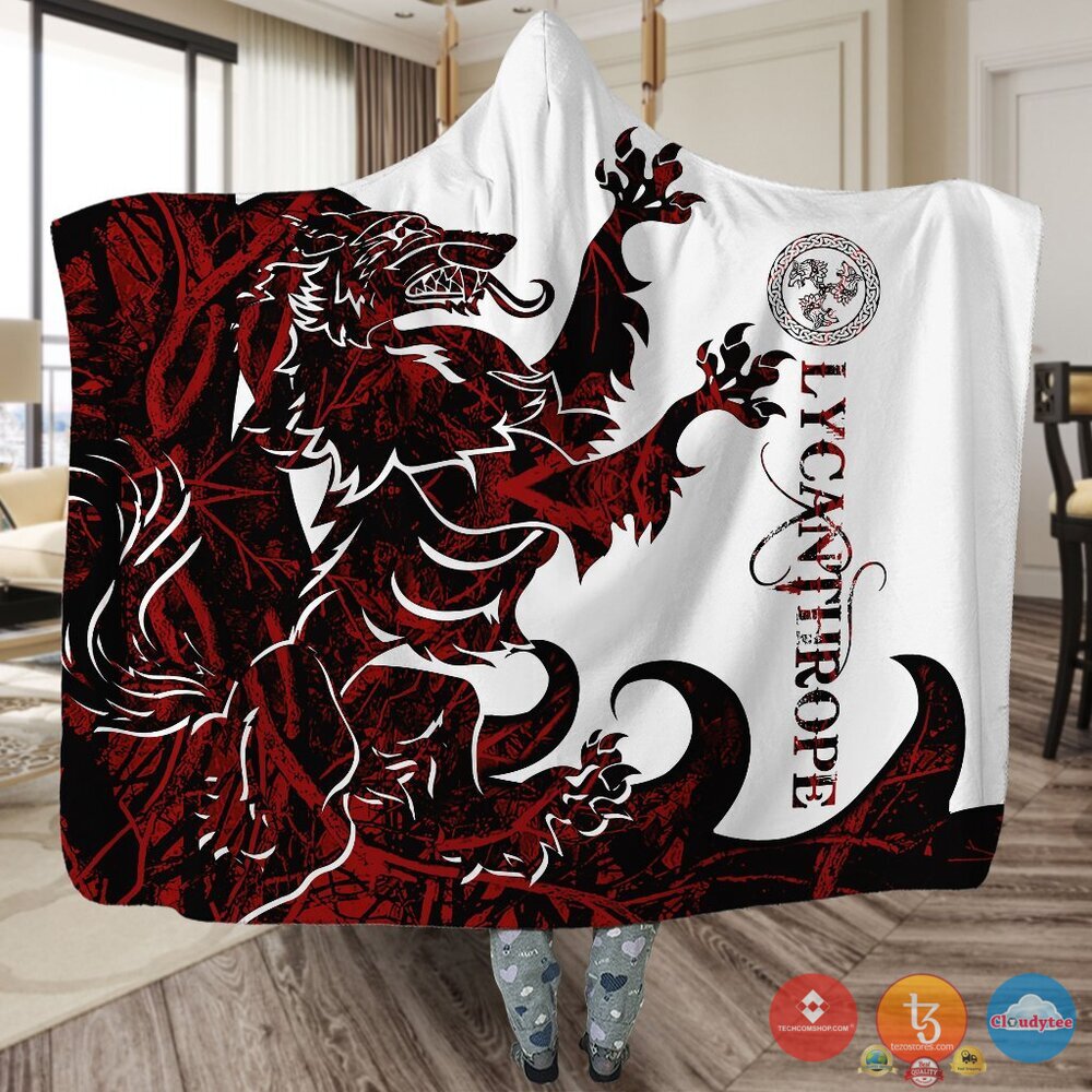 Viking Lycanthrope Red White Blanket Viking Lycanthrope Red White Blanket