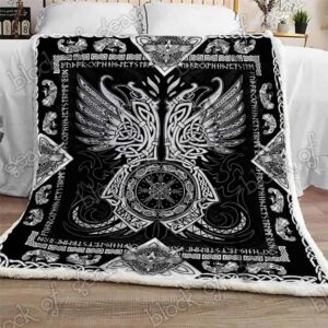 Viking Odins Ravens All Over Printed Blanket