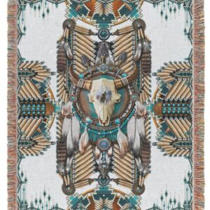 White Buffalo Native American Pattern Blanket