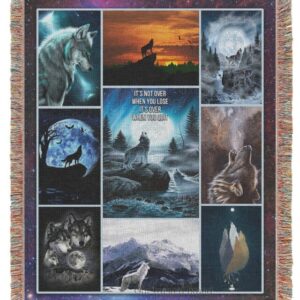 Wolf Native American Its Not Ever When You Lose Its Over When You Quit Blanket