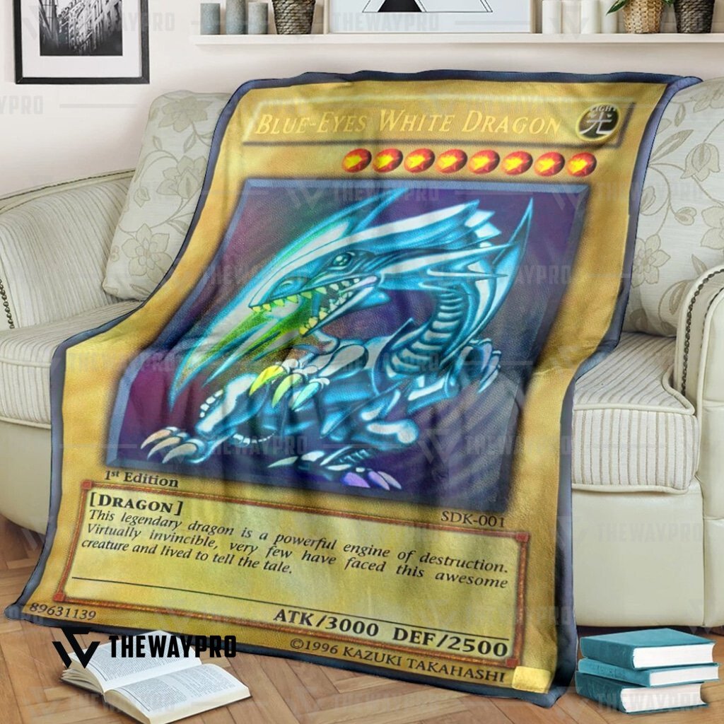 Yu Gi Oh Blue Eyes White Dragon 1St Edition Blanket Yu Gi Oh Blue Eyes White Dragon 1St Edition Blanket