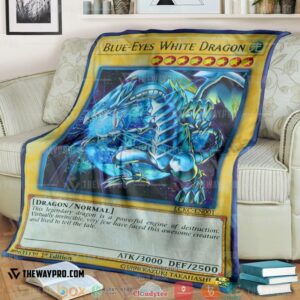 Yu Gi Oh Blue Eyes White Dragon Soft Blanket 2