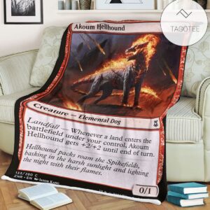 Znr 133 Akoum Hellhound Mtg Game Magic The Gathering Fleece Blanket