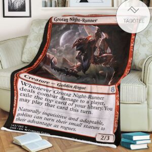 Znr 143 Grotag Night Runner Mtg Game Magic The Gathering Fleece Blanket