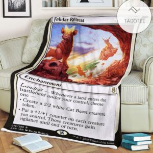 Znr 16 Felidar Retreat Mtg Game Magic The Gathering Fleece Blanket