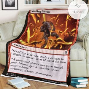 Znr 162 Sizzling Barrage Mtg Game Magic The Gathering Fleece Blanket
