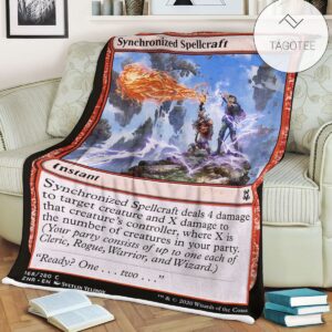 Znr 168 Synchronized Spellcraft Mtg Game Magic The Gathering Fleece Blanket