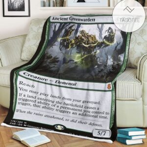 Znr 178 Ancient Greenwarden Mtg Game Magic The Gathering Fleece Blanket