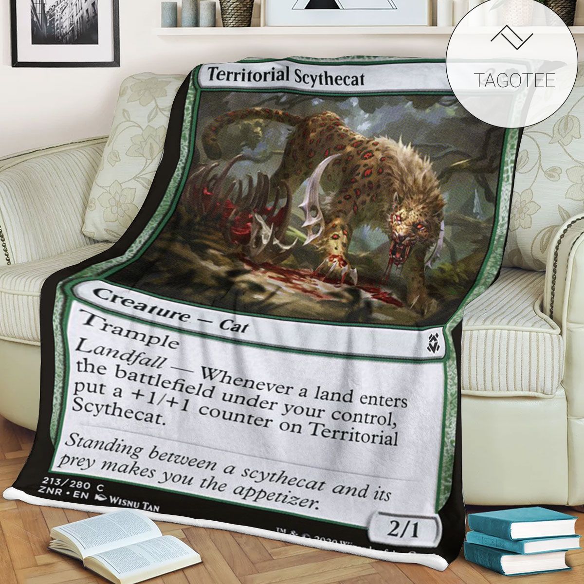 Znr 213 Territorial Scythecat Mtg Game Magic The Gathering Fleece Blanket Znr 213 Territorial Scythecat Mtg Game Magic The Gathering Fleece Blanket