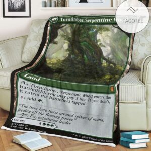 Znr 215 Turntimber Serpentine Wood Mtg Game Magic The Gathering Fleece Blanket