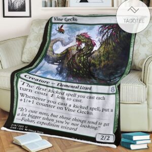 Znr 219 Vine Gecko Mtg Game Magic The Gathering Fleece Blanket