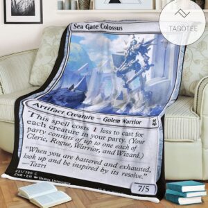 Znr 251 Sea Gate Colossus Mtg Game Magic The Gathering Fleece Blanket