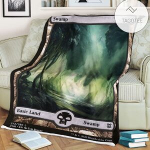 Znr 272 Swamp Mtg Game Magic The Gathering Fleece Blanket