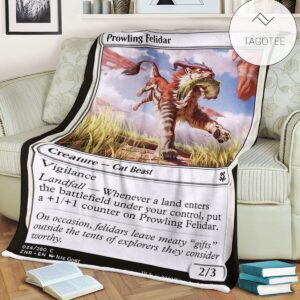 Znr 34 Prowling Felidar Mtg Game Magic The Gathering Fleece Blanket