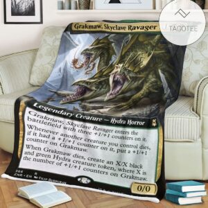 Znr 366 Grakmaw Skyclave Ravager Mtg Game Magic The Gathering Fleece Blanket