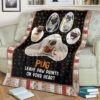 Pug Leave Paw Prints On Your Heart Fleece Blanket