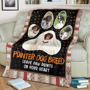 Pointer Dog Leave Paw Prints On Your Heart Fleece Blanket