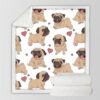 Pug With Heart Blanket